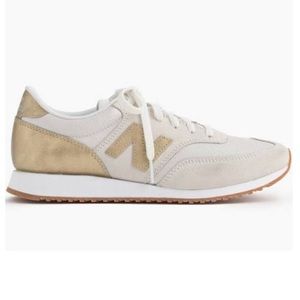 Jcrew new balance white and gold sneakers